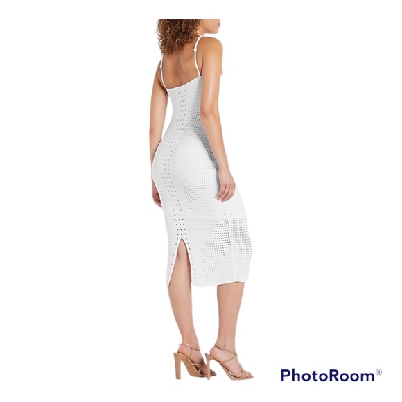 NWT Express Crochet V-Neck Midi Sweater Dress - Picture 3 of 8